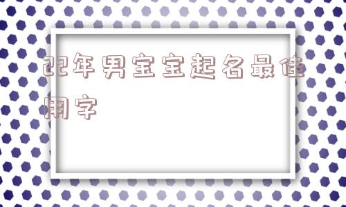 22年男宝宝起名最佳用字